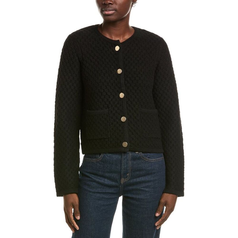 Michael Stars Womens Cera Honeycomb Stitch Cardigan, Black